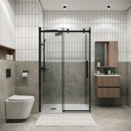 Душевое ограждение Grossman Classic 100.K33.04.110.42.00-200.K33.04.80.42.00 (110х80х195) раздвижная,графит сатин,стекло прозрачное,2 места