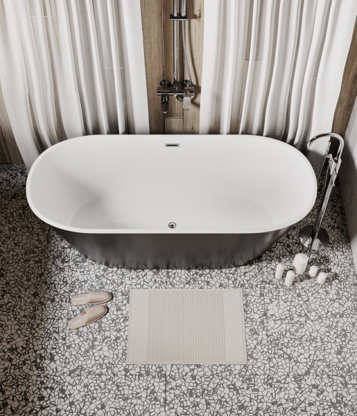 Ванна отдельностоящая Grossman Forta GR-1503MB (170х75х58) цвет черный/белый матовый,1 место