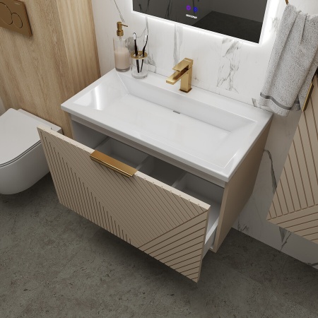 Тумба подвесная "БЛИСС-80 см" с 1 ящ. беж. матовая (ум. Блисс-80 см.)