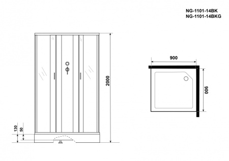 Душевая кабина Niagara NG 1101-14BK Без крыши