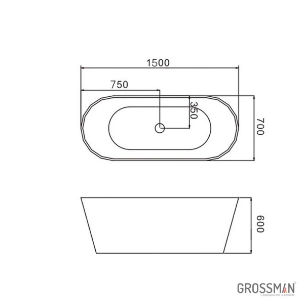 Отдельностоящая ванна Grossman GR-2701 Black