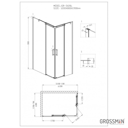 Душевой уголок Grossman Galaxy GR-3120 L