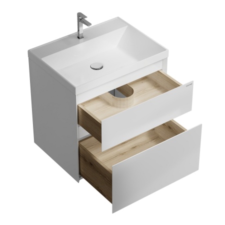 Тумба подвесная "МЕРКАДО-60 см" с 2-я ящ. белая матовая (ум. Classica-60)