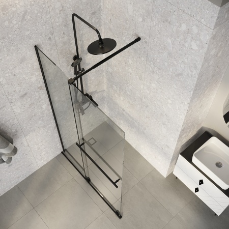 Душевая перегородка Niagara Nova NG-671-10BLACK (100х200) черный матовый,раздвижная,стекло прозрачное,1 место