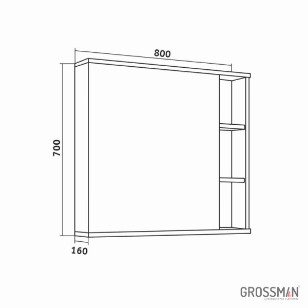 Шкаф-зеркало Grossman ФОРТА-80 см темный дуб галифакс