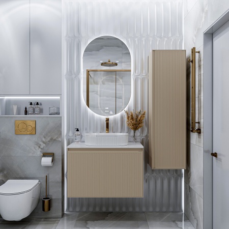 Тумба подвесная "КРИСТАЛЛ-80 см" с 1 ящ. беж. матовая