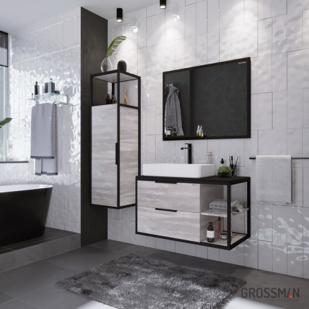 Пенал подвесной Grossman ЛОФТ-40 см шанико/металл