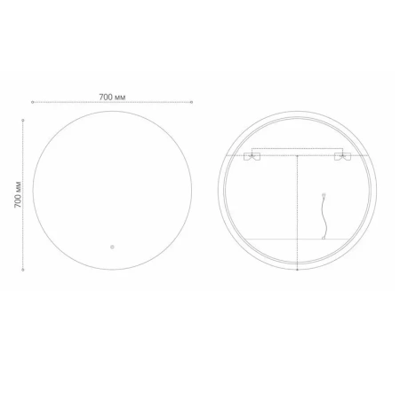 Зеркало Grossman Cosmo-промо 70 х 70 см, LED подсветка, сенсорный выключатель, 1970701