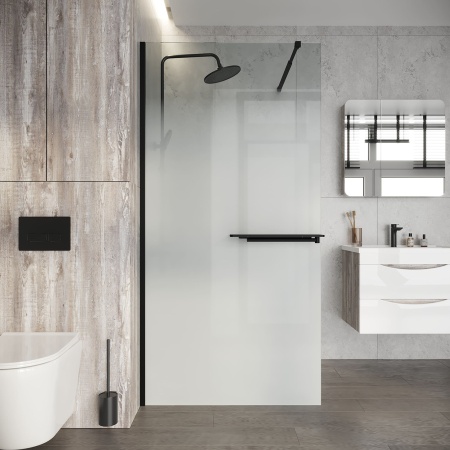 Душевая перегородка Niagara Nova NG-582-90BLACK (90х200) черный матовый,стекло белый градиент,1 место