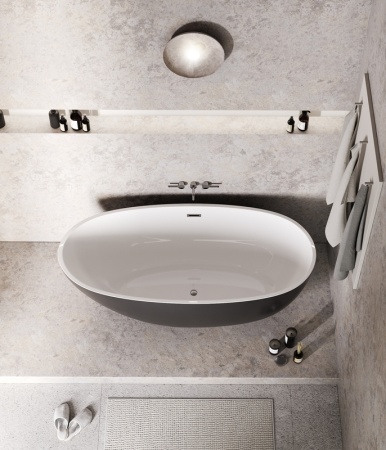 Ванна отдельностоящая Grossman Fly GR-1104MB (170х75х58) цвет черный/белый матовый,1 место