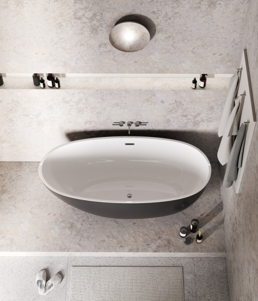 Ванна отдельностоящая Grossman Fly GR-1104MB (170х75х58) цвет черный/белый матовый,1 место