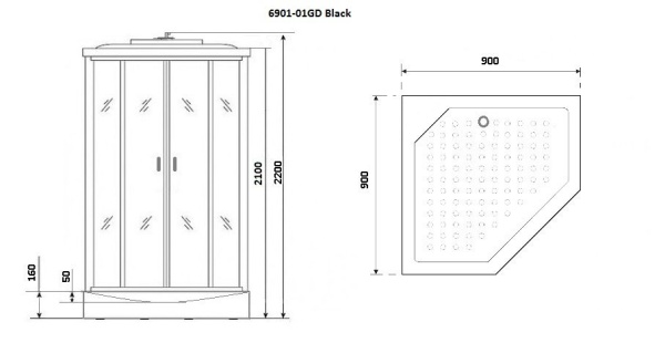 Душевая кабина Niagara NG 6902GD-01 Black