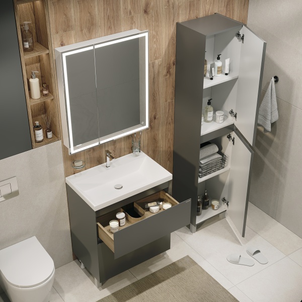 Пенал напольный "МЕРКАДО-40 см" универсальный, графит матовый