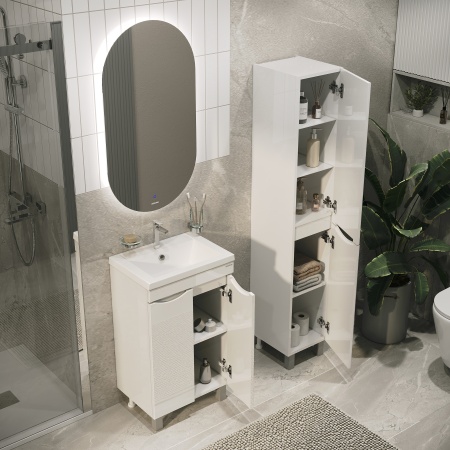 Тумба напольная "ВИСТА-50 см" с 2-мя двер., белый глянец (ум. Alice-50)