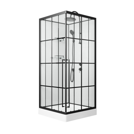Душевая кабина Niagara Standart ST100/15QR/KL/BKT (100х100х225) низкий поддон(15см),черный,стекло прозрачное,3 места