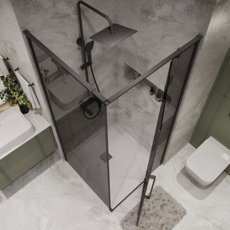 Душевое ограждение Niagara Nova NG-2832-34BLACK (100х100х195) квадрат,черный матовый,дверь распашная,стекло тонированное,1 место