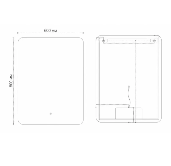 Зеркало Grossman Elegans-промо 60 х 80 см, LED подсветка, сенсорный выключатель, 1760801