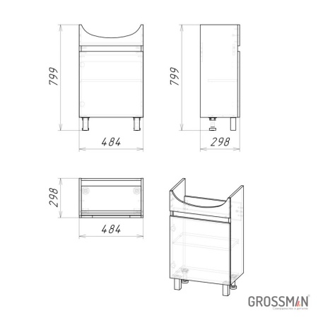 Тумба напольная Grossman ПОЛО-50 см дуб сонома/белая