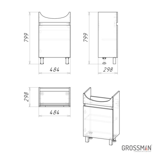 Тумба напольная Grossman ПОЛО-50 см дуб сонома/белая