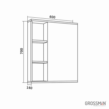 Шкаф-зеркало Grossman ФОРТА-60 см темный дуб галифакс