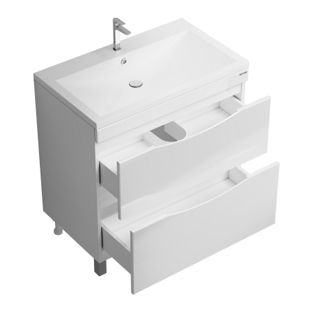 Тумба напольная "ВИСТА-80 см" с 2-я ящ. белый глянец (ум. Alice-80)