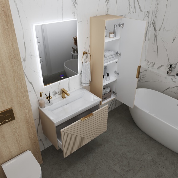 Тумба подвесная "БЛИСС-80 см" с 1 ящ. беж. матовая (ум. Блисс-80 см.)