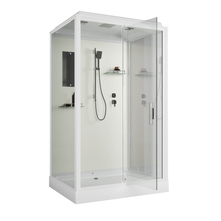 Душевая кабина Niagara Standart ST100/80/15Q (100х80х215) прямоугольник,поддон 15см,распашная,проф.белый,3 места