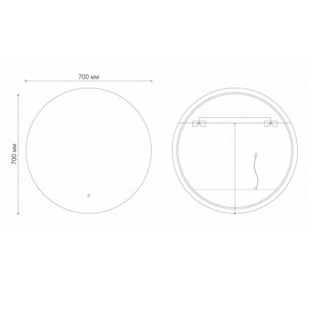 Зеркало COSMO-норма BLACK (700*700*45) LED с сенсорным выключателем и подогревом