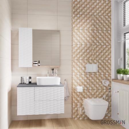 Шкаф-зеркало Grossman АЛЬБА-80 см лев веллингтон/белый