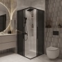 Душевое ограждение Niagara Nova NG-2823-34BLACK (90х90х195) квадрат,черный матовый,двери раздвижные,стекло тонированное,1 место