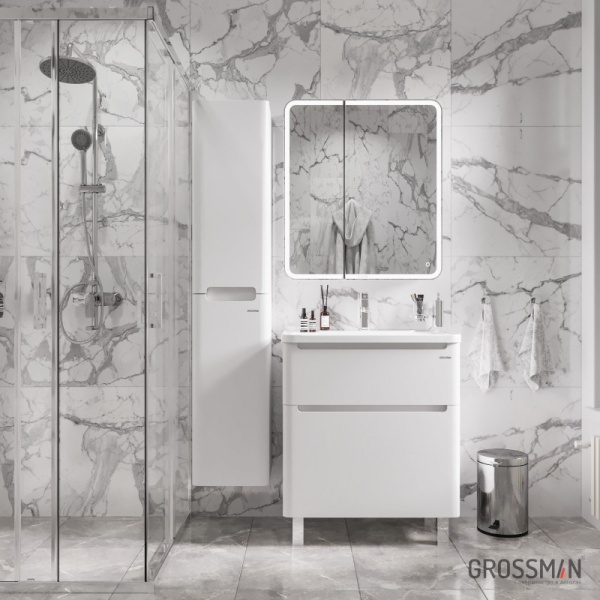 Шкаф-зеркало Grossman АДЕЛЬ-70 см с LED подсветкой