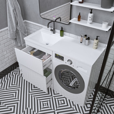 Тумба напольная "МАРСАЛ-60" под стиральную машину с 2-я ящ. белая (ум. Марсал-120)