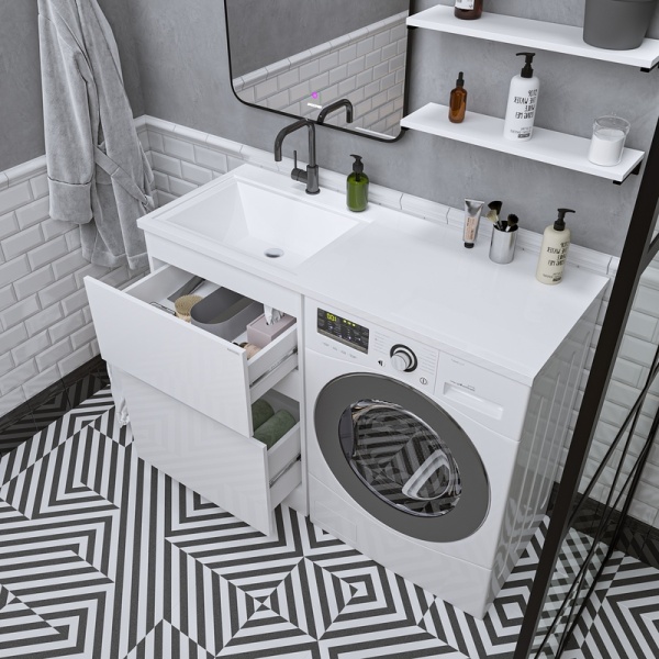Тумба напольная "МАРСАЛ-60" под стиральную машину с 2-я ящ. белая (ум. Марсал-120)