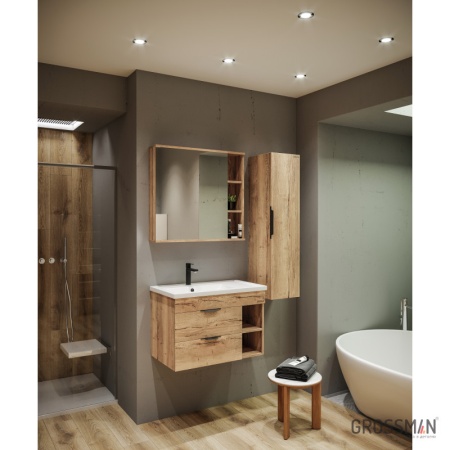 Шкаф-зеркало Grossman ФОРТА-80 см дуб галифакс