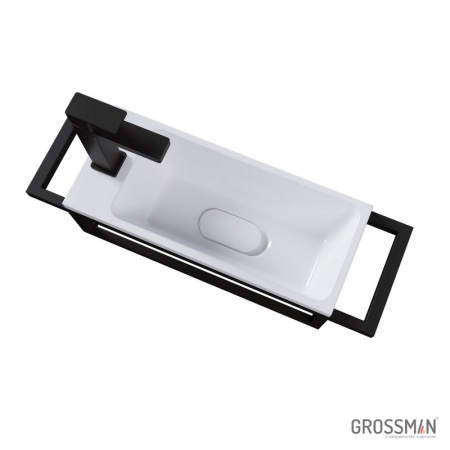 Консоль подвесная Grossman МЕТРИС-50 см черная с полотенцедержателем