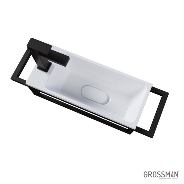 Консоль подвесная Grossman МЕТРИС-50 см черная с полотенцедержателем