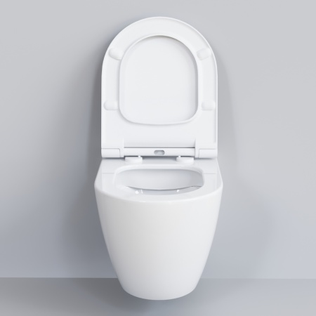 Унитаз Queen 113T20001R (570*360*400) БЕЛЫЙ подвесной БЕЗОБОДКОВЫЙ с тонкой крышкой, 2 место