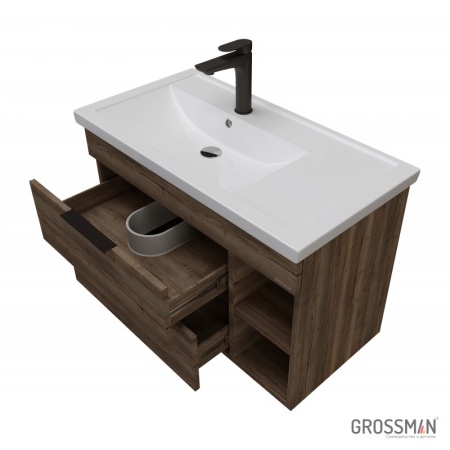 Тумба подвесная Grossman ФОРТА-80 см темный дуб галифакс