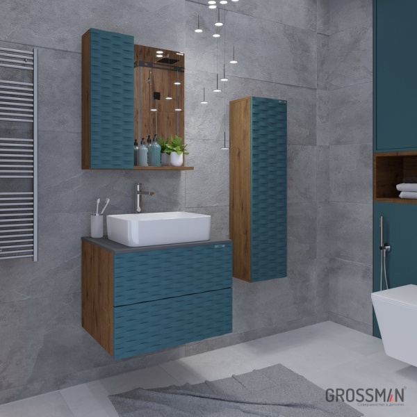 Тумба подвесная Grossman АЛЬБА-65 см с 2-я ящиками веллингтон/бриз