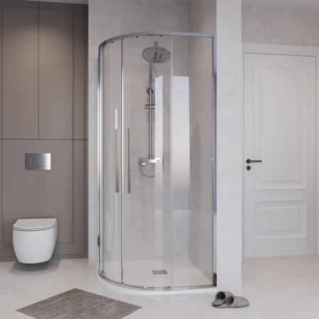 Душевое ограждение Niagara Nova NG-6626-34 (90х90х195) четверть круга,хром,двери раздвижные,стекло прозрачное,1 место