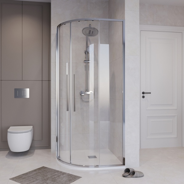 Душевое ограждение Niagara Nova NG-6626-34 (90х90х195) четверть круга,хром,двери раздвижные,стекло прозрачное,1 место