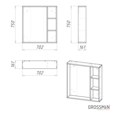 Зеркало Grossman ФЛАЙ-70 см дуб сонома
