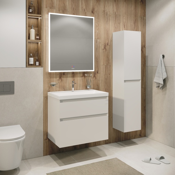 Тумба подвесная "МЕРКАДО-80 см" с 2-я ящ. белая матовая (ум. Classica-80)