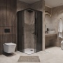 Душевое ограждение Niagara Nova NG-2828-34BLACK (80х80х195) квадрат,черный матовый,двери раздвижные,стекло тонированное,1 место