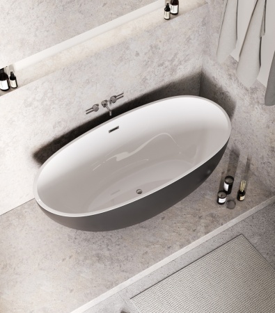 Ванна отдельностоящая Grossman Fly GR-1104MB (170х75х58) цвет черный/белый матовый,1 место