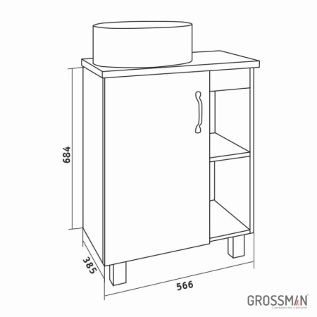 Тумба напольная Grossman ФЛАЙ-60 см дуб сонома/белая