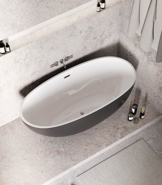 Ванна отдельностоящая Grossman Fly GR-1104MB (170х75х58) цвет черный/белый матовый,1 место