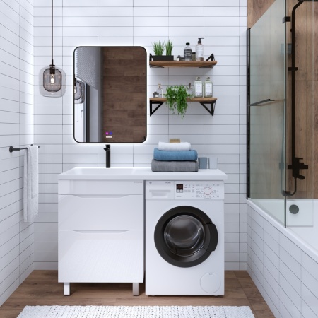 Тумба напольная "ВИЛАР-60" под стиральную машину с 2-я ящ. белая (ум. Камилла-120)