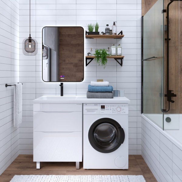 Тумба напольная "ВИЛАР-60" под стиральную машину с 2-я ящ. белая (ум. Камилла-120)