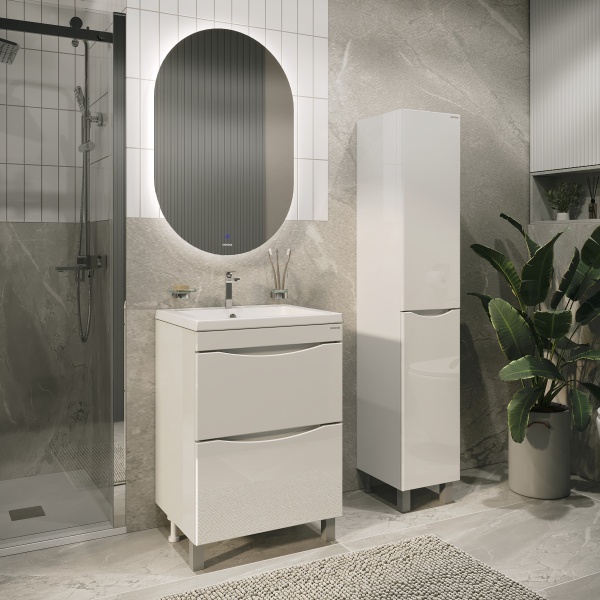 Тумба напольная "ВИСТА-58 см" с 2-я ящ. белый глянец (ум. Alice-58)